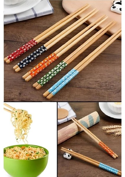 15 Çift Renkli Desenli Bambu Chopstick Yıkanabilir Çin Çubuk Suşi Ramen Noodle Yemek Çubukları