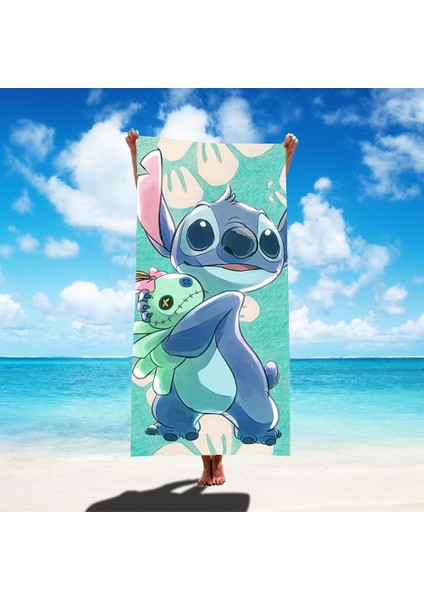 Stitch Plaj Havlusu Sınır Ötesi Sıcak Satış Karikatür Banyo Havlusu Star ve Stitch Çocuk Plaj Deniz Kenarı Yüzme Spor Havlusu (Yurt Dışından)
