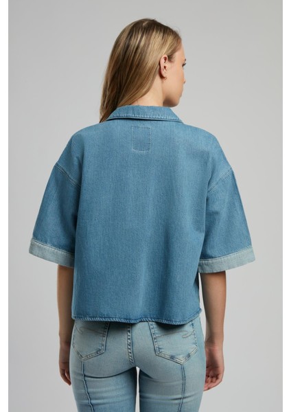 Boho Kadın Jean Gömlek Denim