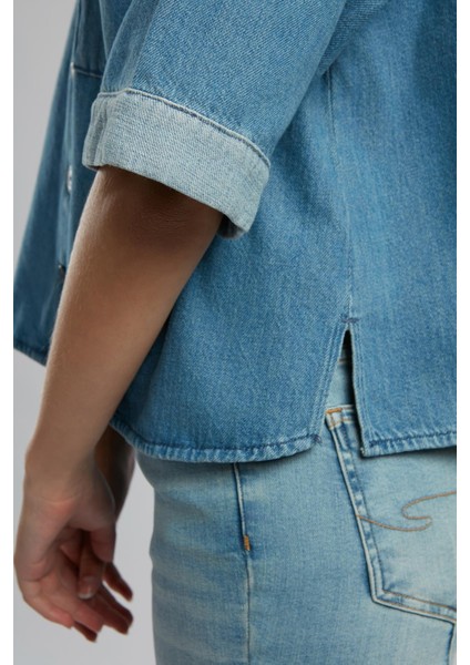 Boho Kadın Jean Gömlek Denim