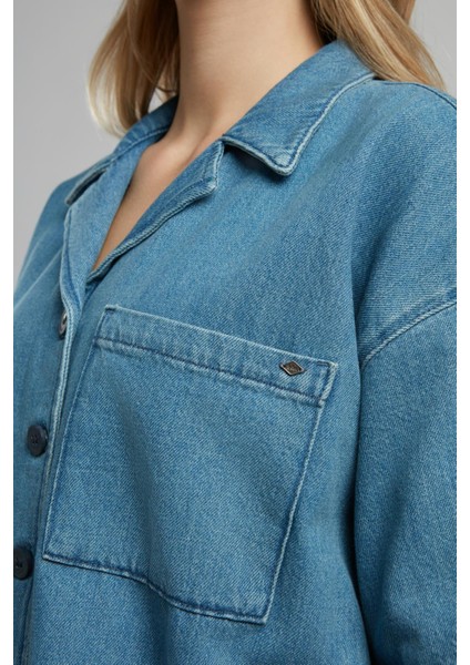 Boho Kadın Jean Gömlek Denim
