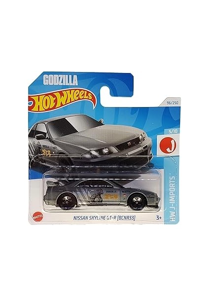 Nissan Skyline Gt-R Godzilla (BCNR33) Hw J-Imports 5/10 (96/250) HTD96 Gri 2024 + Kısa K