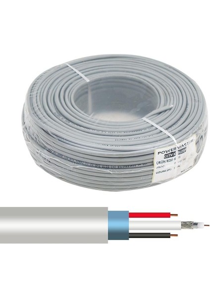 2+1 Gri 0.22 mm Cctv Kamera Kablosu 100 Metre
