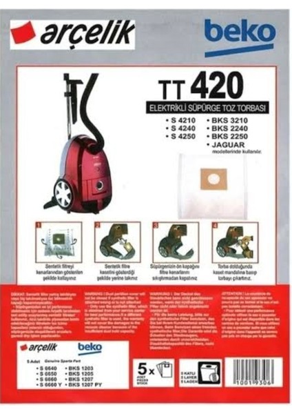 Arçelik S 4210 4240 4250 Süpürge Toz Torbası 10 Adet