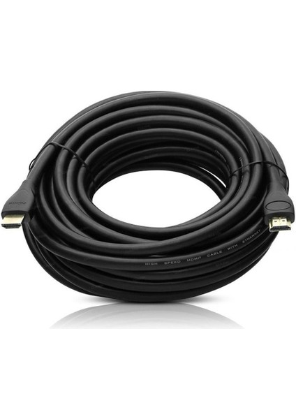 G-507DS Plastik Düz Siyah 10 Metre Gold Poşetli HDMI Kablo