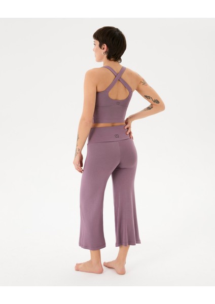 Lila Çapraz Sırt Halter Bluz
