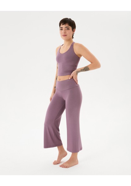 Lila Çapraz Sırt Halter Bluz