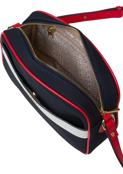 US25249 Kadın Çapraz Çanta Lacivert - Kırmızı indirimleri