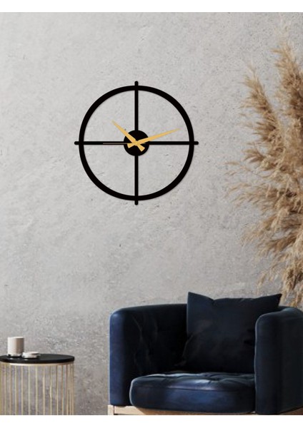 Ocean Metal Siyah Duvar Saati 1,5 mm Kalınlık 41X41 cm