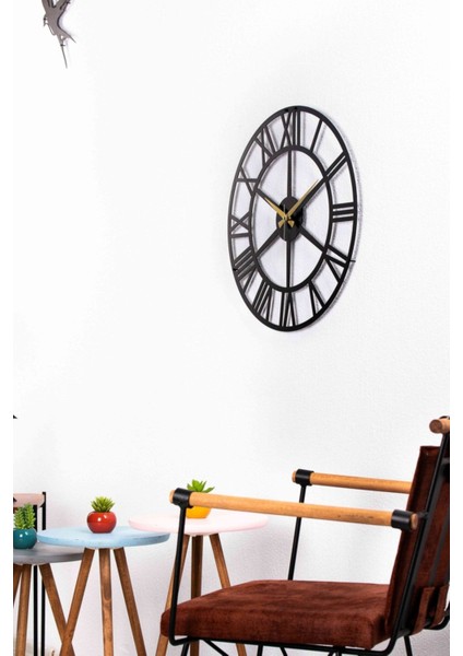Roma Rakamlı Metal Siyah Duvar Saati 1,5 mm Kalınlık 50X50 cm fırsatları