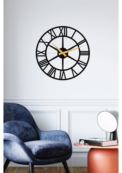 Roma Rakamlı Metal Siyah Duvar Saati 1,5 mm Kalınlık 50X50 cm indirimleri