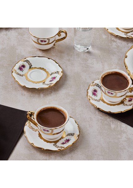 Royal Bone Elizabeth 6 Kişilik Kahve Fincan Takımı 90 ml