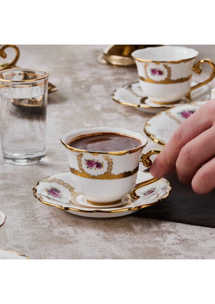 Royal Bone Elizabeth 6 Kişilik Kahve Fincan Takımı 90 ml