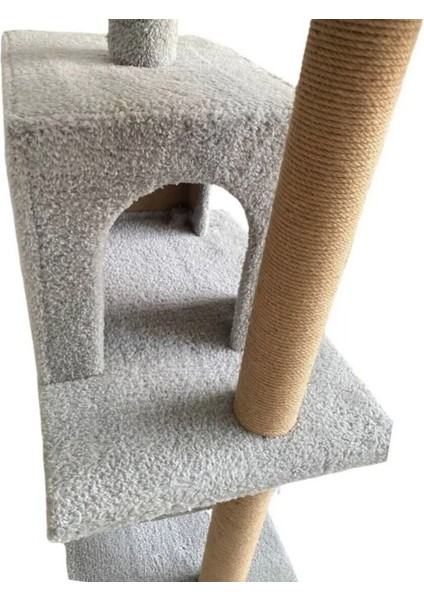 Y01 Salıncaklı Yuvalı Lüx Kedi Tırmalama Oyun Evi Gri modelleri