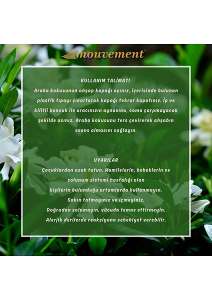 Gardenya Bahçesi Oto Kokusu ile Aracınızda Zarif Çiçek Kokularını Hissedin