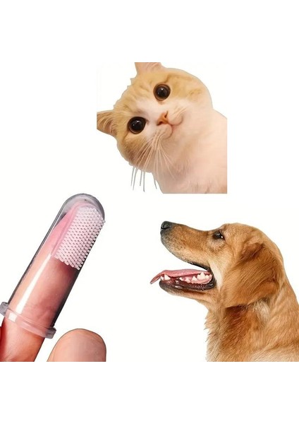 2 Adet Kedi Köpek Parmak Diş Fırçası Saklama Kutulu Evcil Hayvan Diş Bakım Fırçası