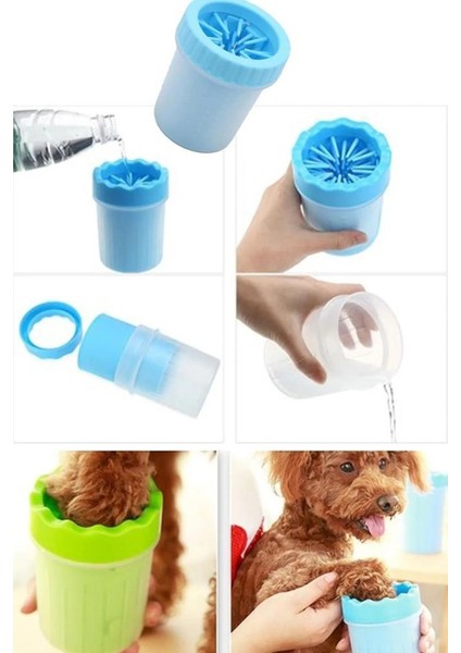 2 Adet Köpek Kedi Pati Ayak Yıkama Kovası Silikon Fırçalı Pati Temizleme Bardak 11X9 cm