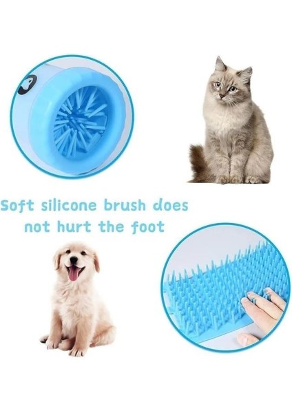 2 Adet Köpek Kedi Pati Ayak Yıkama Kovası Silikon Fırçalı Pati Temizleme Bardak 11X9 cm