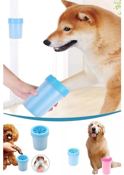 2 Adet Köpek Kedi Pati Ayak Yıkama Kovası Silikon Fırçalı Pati Temizleme Bardak 11X9 cm