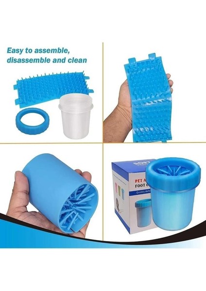 2 Adet Köpek Kedi Pati Ayak Yıkama Kovası Silikon Fırçalı Pati Temizleme Bardak 11X9 cm