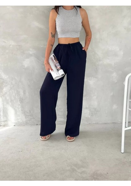 Ayrobin Oversize Kadın Pantalon - Lacivert