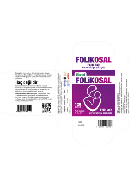 Id Lube Folik Asit 400 Mcg 120 Tablet Biosal Folikosal fiyatları