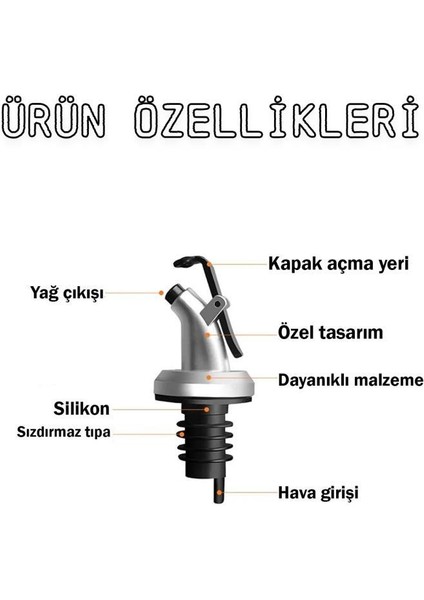 5 Adet Kapaklı Damlatmaz Yağ Tıpası Yağdanlık Şişe Ucu Yağlık Sirkelik Sosluk modelleri