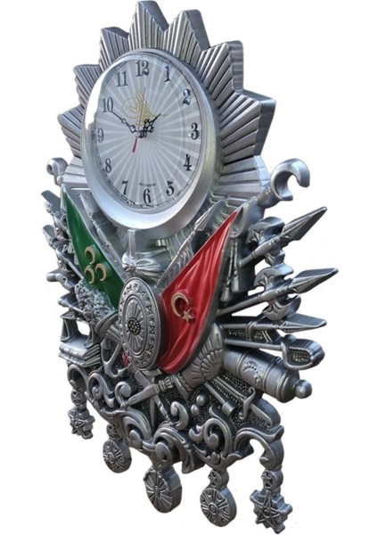 Osmanlı Devlet Armalı Duvar Saati Gümüş Renk fiyatları