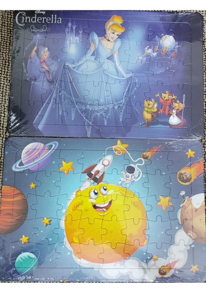 2 Adet Puzzle Yap Boz (33CM*23CM*40PARÇA) (Uzay /cinderella Figürlü)