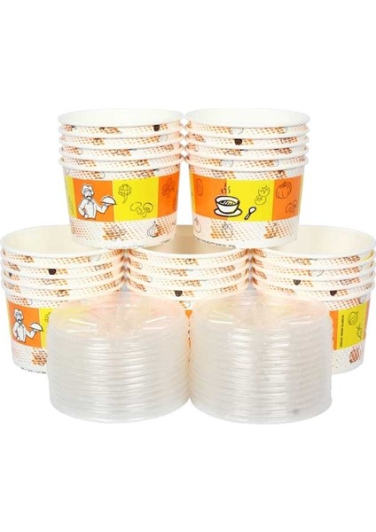 Çorba Kasesi Karton Kapaklı Set 16 Oz 50 Adet