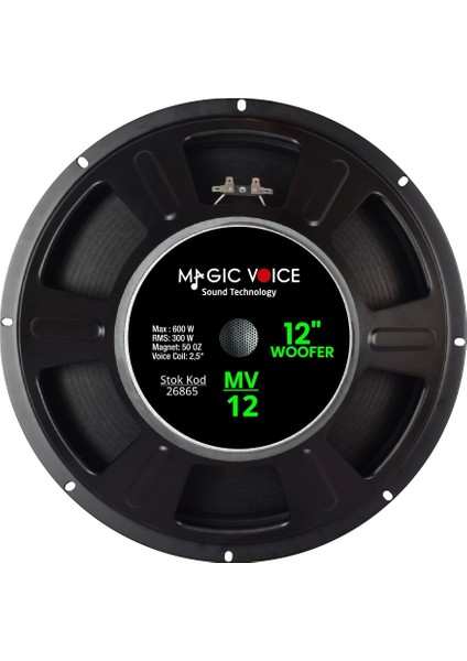 Max 600W / Rms 300 Watt 12 30 cm Woofer Yedek Hoparlör Mv-12