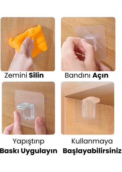 4 Adet Kendinden Yapışkanlı Dolap içi Raf Yapıcı Köşe Aparatı Raf Tutucu Raf Altlığı