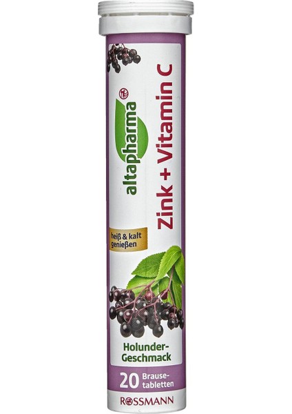 Vitamin C + Çinko İçeren Takviye Edici Gıda Efervesan Tablet Kara Mürver Aromalı 20 adet