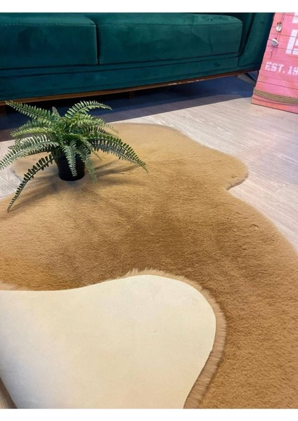 Tavşan Tüyü Camel Yumuşak Makinada Yıkanabilir Kaymaz ve Toplanmaz Süet Taban Post Halı
