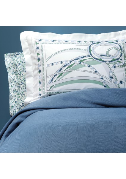 Retro Çift Kişilik Bambu Pike Takımı - Indigo