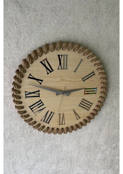 40X40 cm Hasır Ipli Dekoratif Duvar Saati - 18 Renk Seçeneği, Sessiz ve Dayanıklı Mekanizma fırsatları