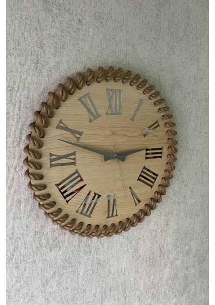 40X40 cm Hasır Ipli Dekoratif Duvar Saati - 18 Renk Seçeneği, Sessiz ve Dayanıklı Mekanizma indirimleri