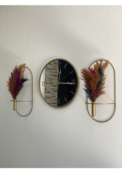 Duvar Saati Glorya Gold Türk 3lü Set Duvar Saati Dekoratif Çiçeklik fiyatları