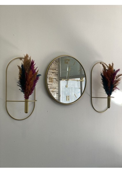 Duvar Saati Glorya Gold Türk 3lü Set Duvar Saati Dekoratif Çiçeklik modelleri