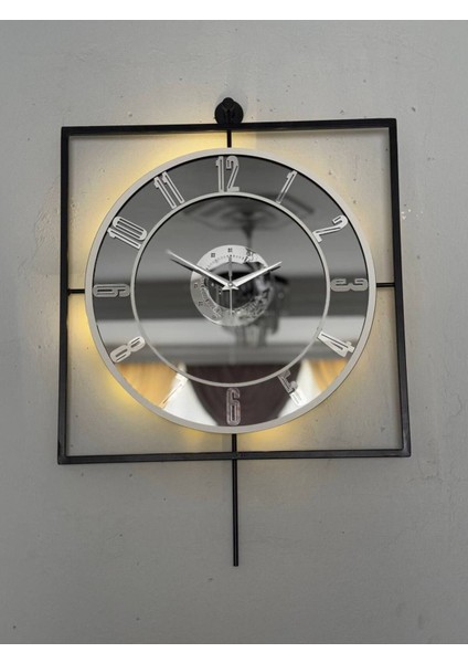 Metal Aynalı Duvar Saati 46-60 cm Büyük Boy Işıklı Gerçek Ayna Duvar Saati Modern Tasarım fiyatları