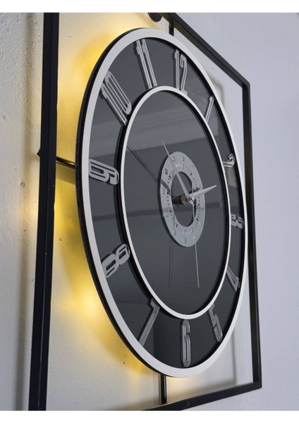 Metal Aynalı Duvar Saati 46-60 cm Büyük Boy Işıklı Gerçek Ayna Duvar Saati Modern Tasarım modelleri