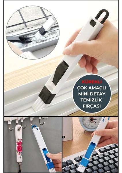 3 Adet Çok Amaçlı Toz Kürekli Klavye Pencere Ocak Köşe Temizleme Fırçası