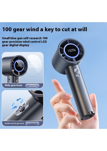 El Tipi Vantilatör Alüminyum Alaşım 100 Vitesli Yüksek Hızlı Dijital Ekran USB Taşınabilir (Yurt Dışından)