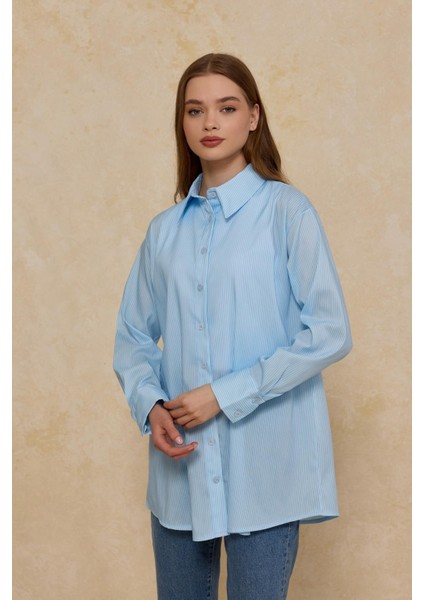 Çizgili Basic Poplin Gömlek