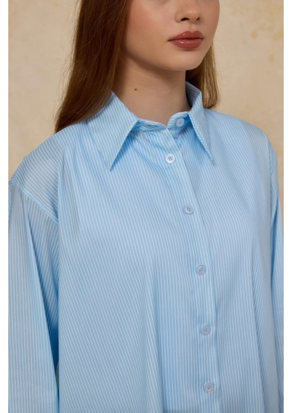 Çizgili Basic Poplin Gömlek