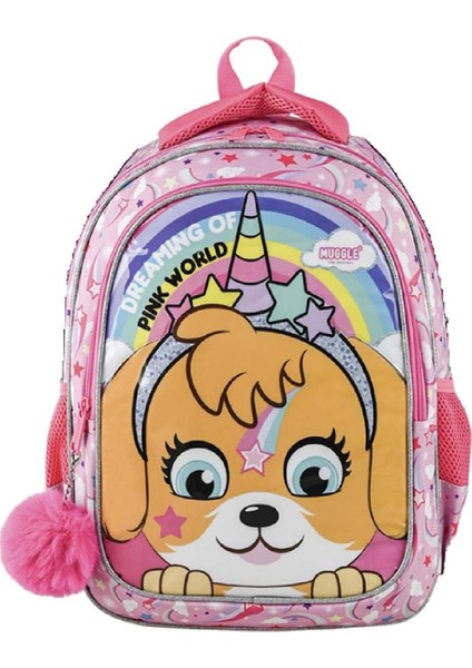2 Bölmeli Pink World Okul Sırt Çantası Pembe (MU-9032)