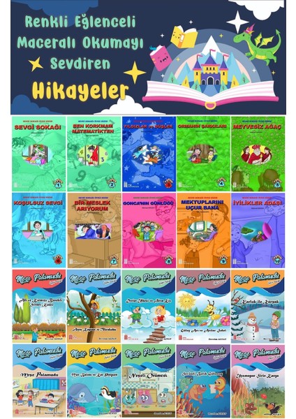 4.sınıf Renkli Eğlenceli Maceralı Okumayı Sevdiren Hikayeler 2 (20 Kitap)