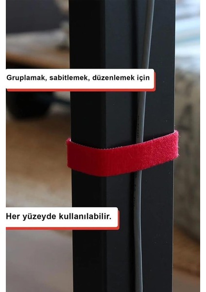 5 Metre 1 cm Cırt Cırt Sabitleyici Kablo Düzenleyici Eşya Sabitleyici Şerit Cırt