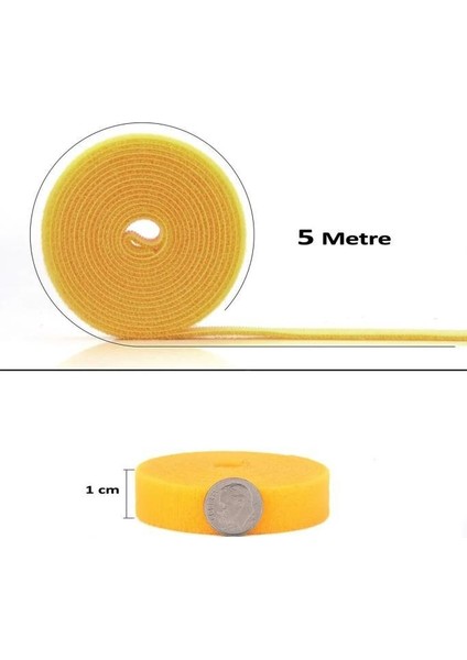 5 Metre 1 cm Cırt Cırt Sabitleyici Kablo Düzenleyici Eşya Sabitleyici Şerit Cırt