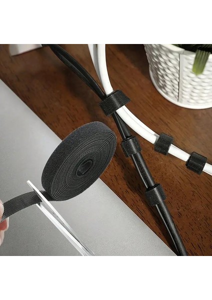 5 Metre x 1 cm Cırt Cırt Kablo Düzenleyici Organizer Kutu Kablo Sabitleyici Gizleyici Şerit Cırt indirimleri
